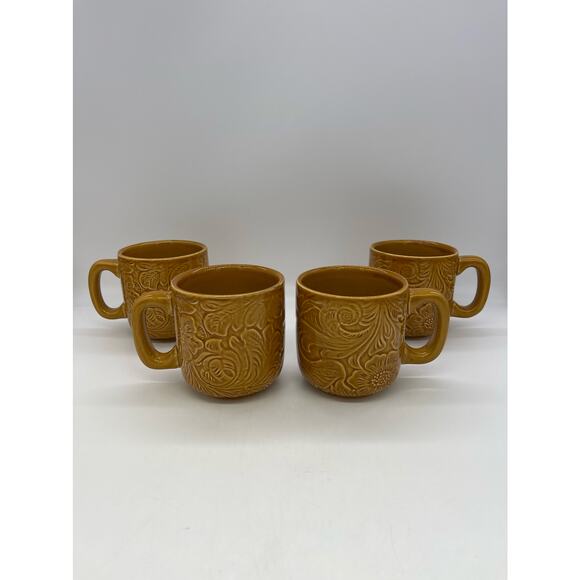 HiEnd Accents Handcrafted Stoneware Coffee Mugs Brown Set of 4 - Picture 1 of 3